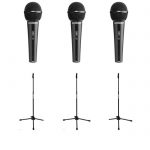 3 Ενσύρματα Μικρόφωνα + 3 Βάσεις Μικροφώνου